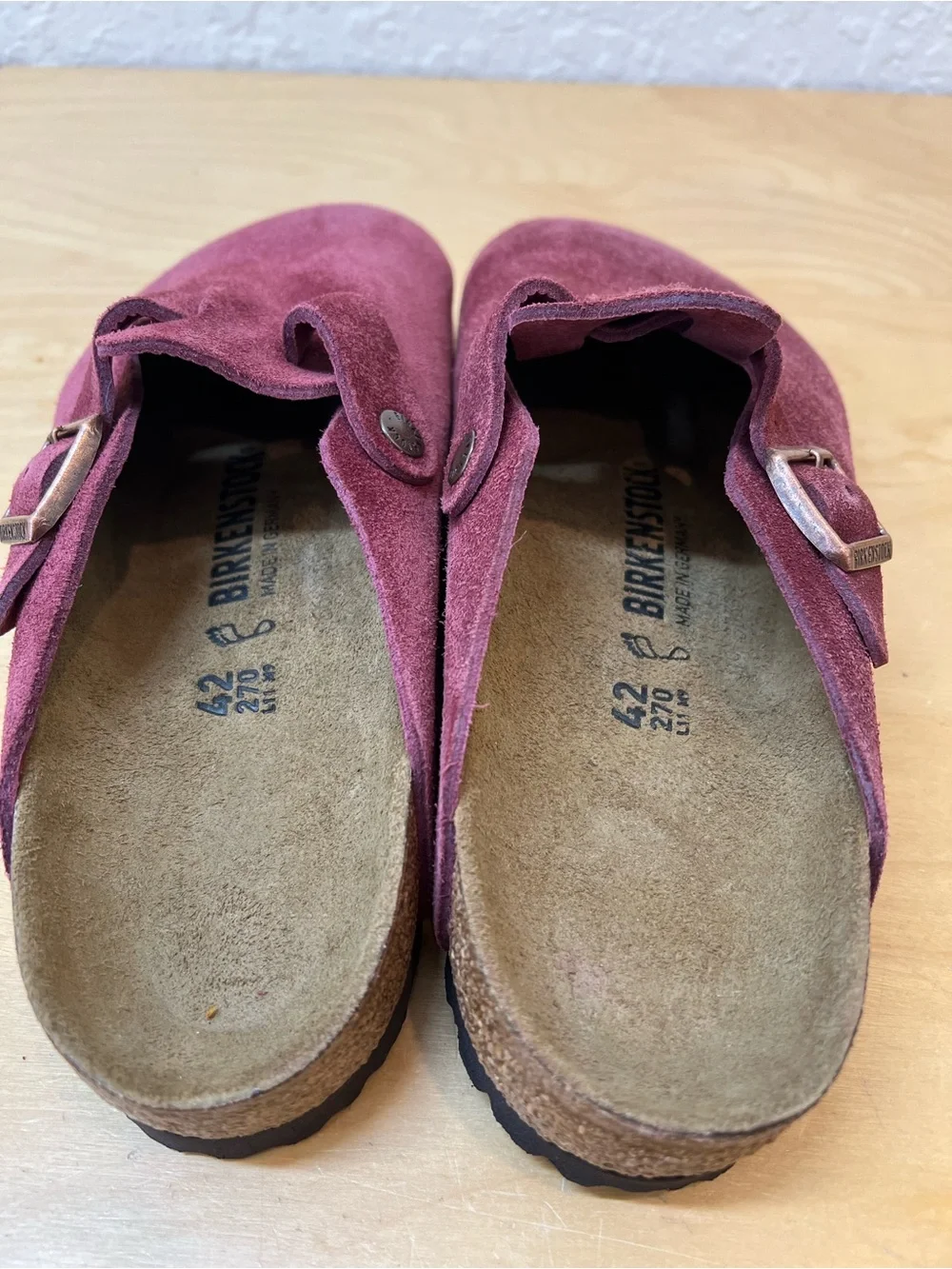 Birkenstock Boston unisex varsity Men's Burgundy Suede Clogs Zinfandel Limited
